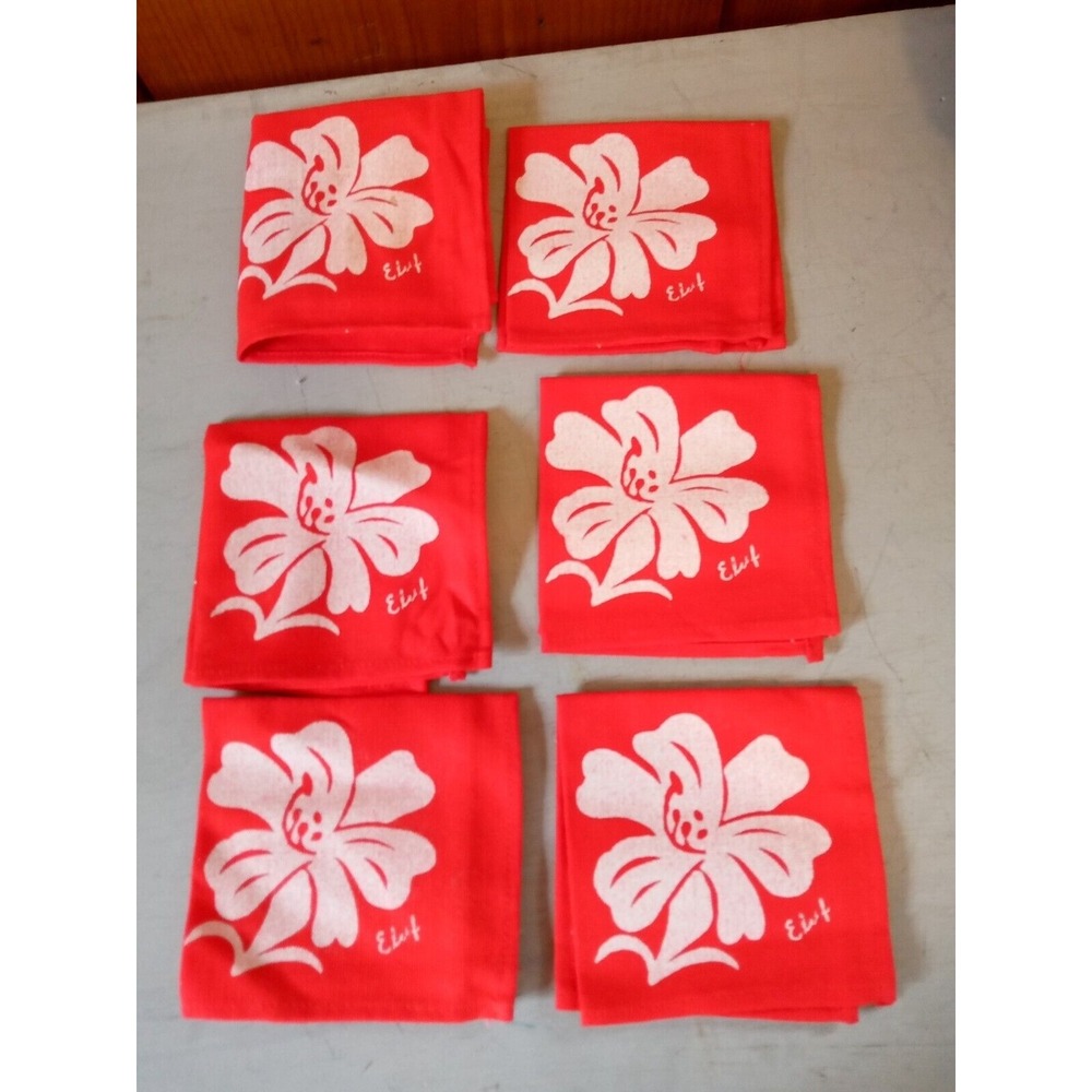 Cotton Red Cloth Cocktail Napkins Set of 6 Pretty For Holidays 10" X10" in Size